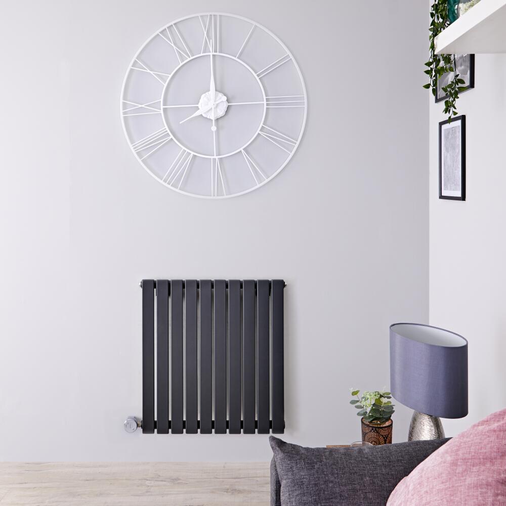 Radiador de Diseño Eléctrico Horizontal - Antracita - 635mm x 600mm x 54mm - Elemento Termostático de 800W - Sloane