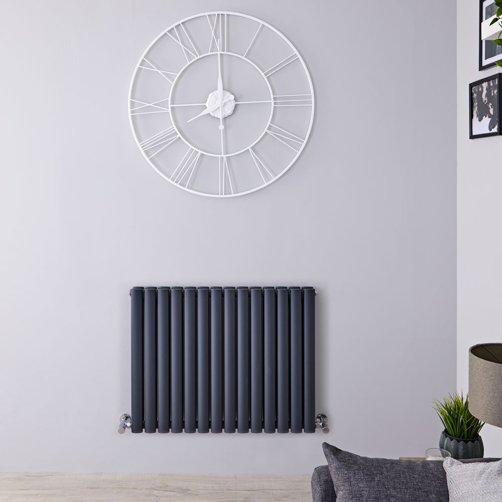 Radiador de Diseño Horizontal Doble - Antracita - 635mm x 834mm x 78mm - 1304 Vatios - Revive