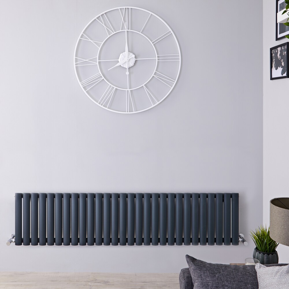 Radiador de Diseño Horizontal Doble - Antracita- 400mm x 1647mm x 56mm - 1138 Vatios – Revive