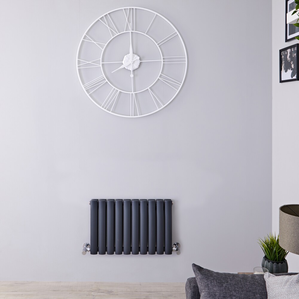 Radiador de Diseño Horizontal Doble - Antracita - 400mm x 595mm x 78mm - 619 Vatios – Revive