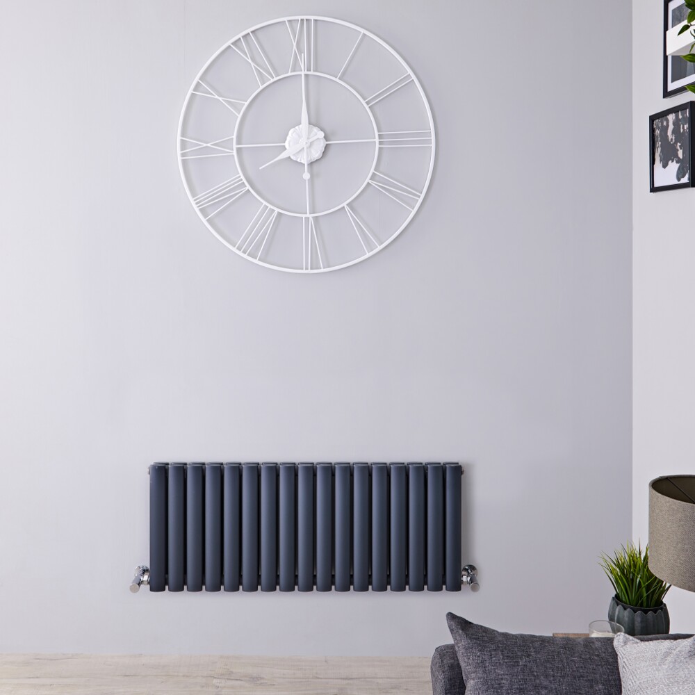 Radiador de Diseño Horizontal Doble - Antracita - 400mm x 1000mm x 78mm -1052 Vatios – Revive