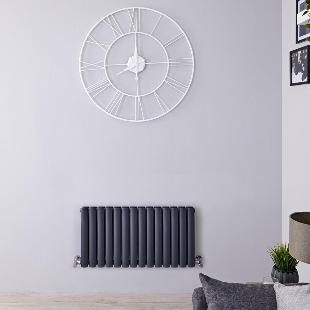 Radiador de Diseño Horizontal Doble - Antracite - 400mm x 834mm x 78mm - 866 Vatios – Revive