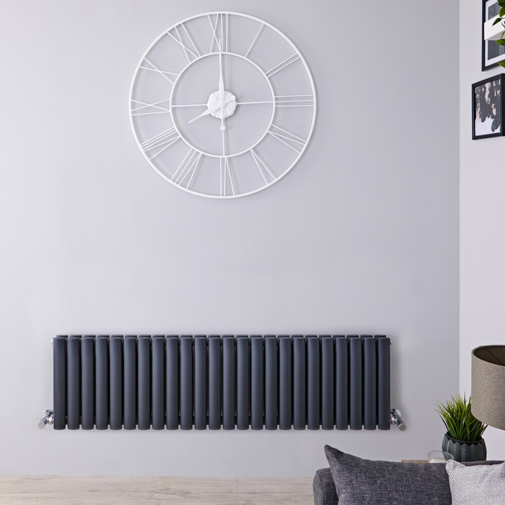 Radiador de Diseño Horizontal Doble - Antracita - 400mm x 1411mm x 78mm -1485 Vatios – Revive