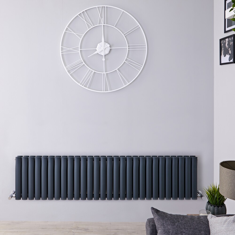 Radiador de Diseño Horizontal Doble - Antracita - 400mm x 1647mm x 78mm -1733 Vatios – Revive