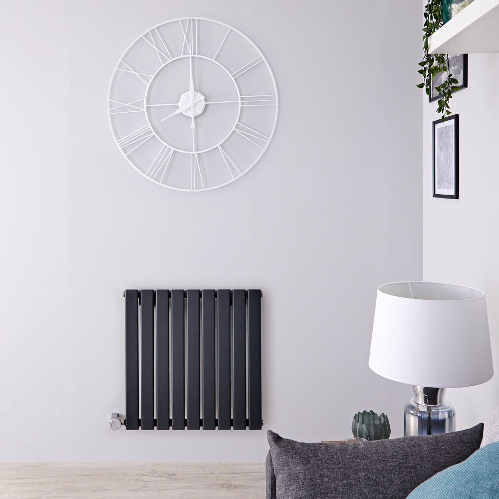 Radiador de Diseño Eléctrico Horizontal - Antracita - 635mm x 630mm x 46mm - Elemento Termostático de 600W - Delta