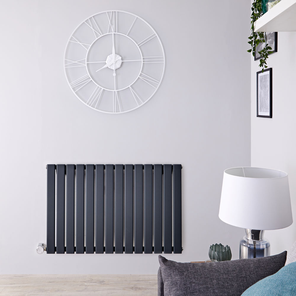 Radiador de Diseño Eléctrico Horizontal - Antracita - 635mm x 980mm x 46mm - Elemento Termostático de 800W - Delta