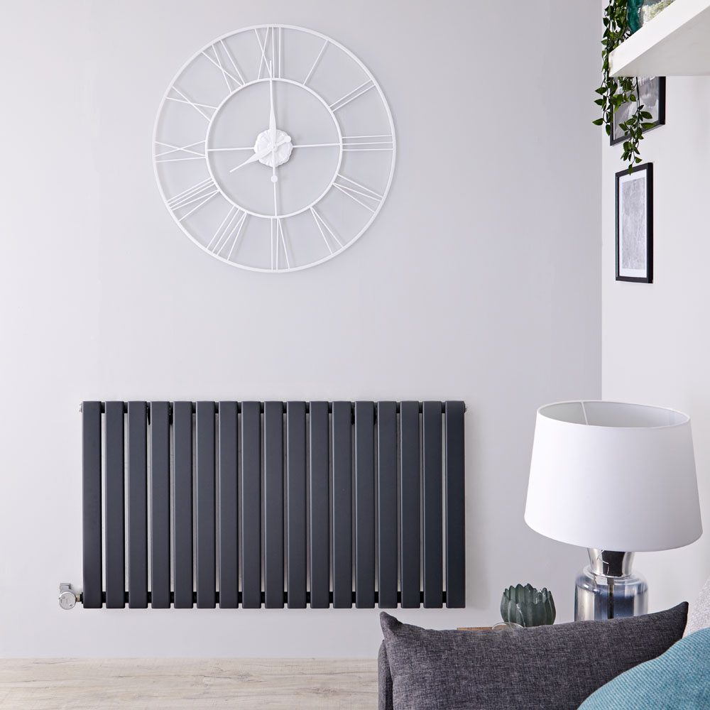 Radiador de Diseño Eléctrico Horizontal - Antracita - 635mm x 1190mm x 46mm - Elemento Termostático de 1000W - Delta