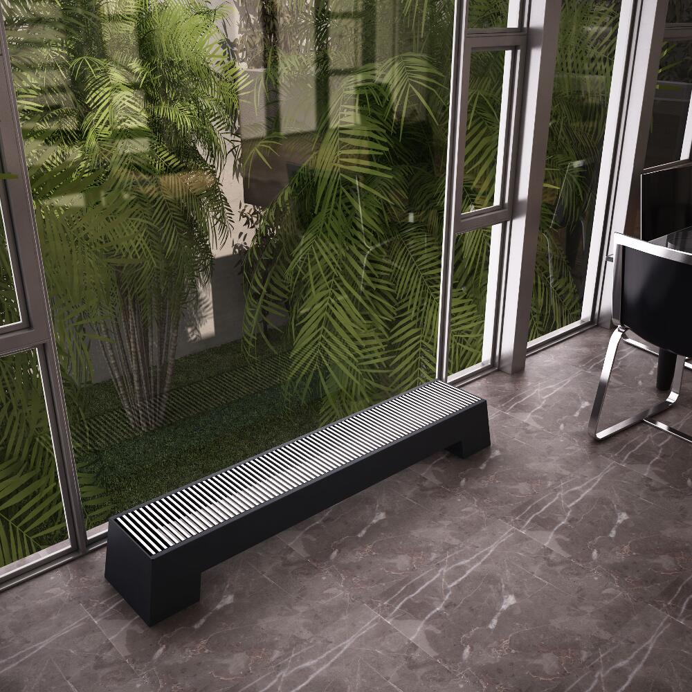Radiador Convector Decorativo de Suelo Plinto - Antracita - Acero - 200mm x 1600mm x 296mm - 1355 Vatios - Adva