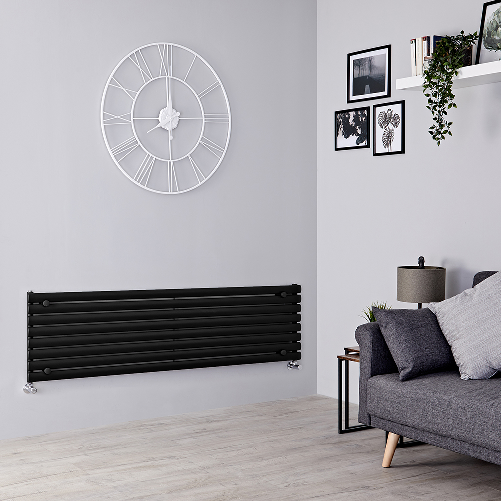 Radiador de Diseño Horizontal - Negro Mate - 472mm x 1600mm x 56mm - 1304 Vatios - Revive