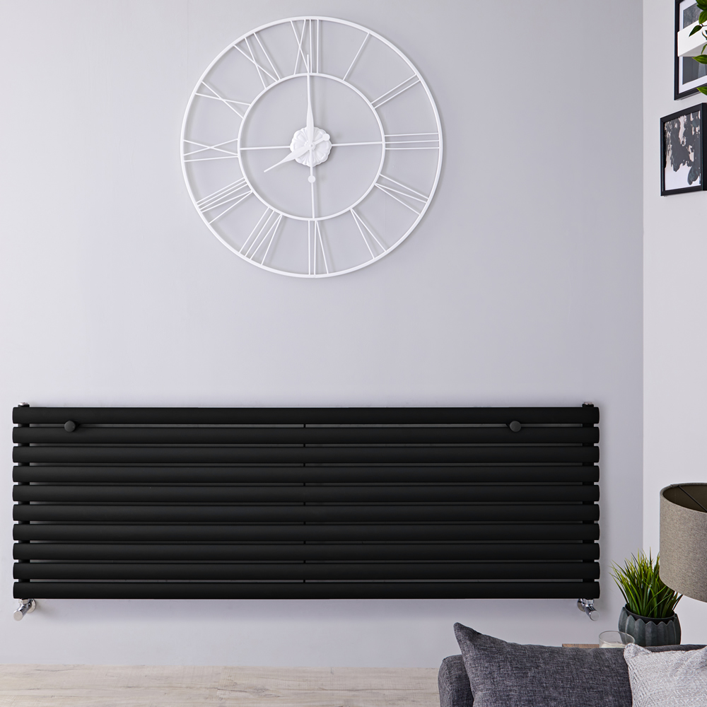 Radiador de Diseño Horizontal - Negro Mate - 590mm x 1600mm x 55mm - 1298 Vatios - Revive