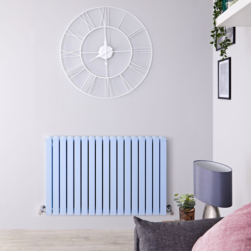 Radiador de Diseño Horizontal Doble - Azul Celeste - 635mm x 1000mm x 71mm - 1022 Vatios - Sloane