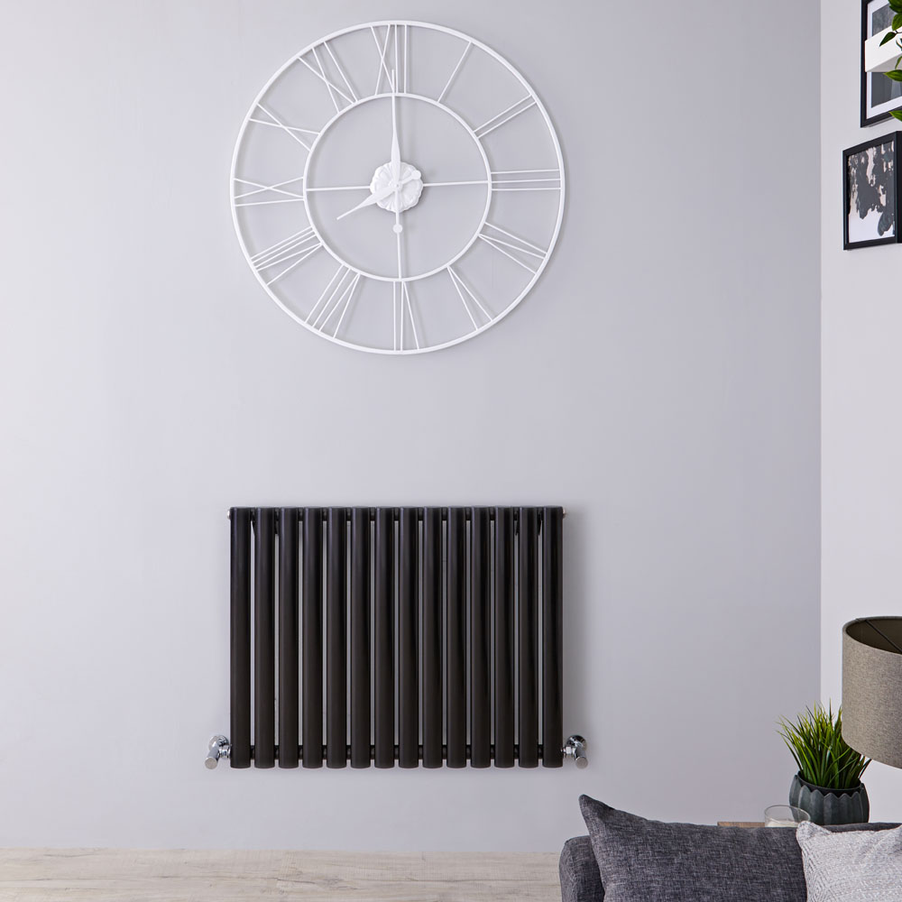 Radiador de Diseño Horizontal - Negro Lúcido - 635mm x 834mm x 56mm - 835 Vatios - Revive