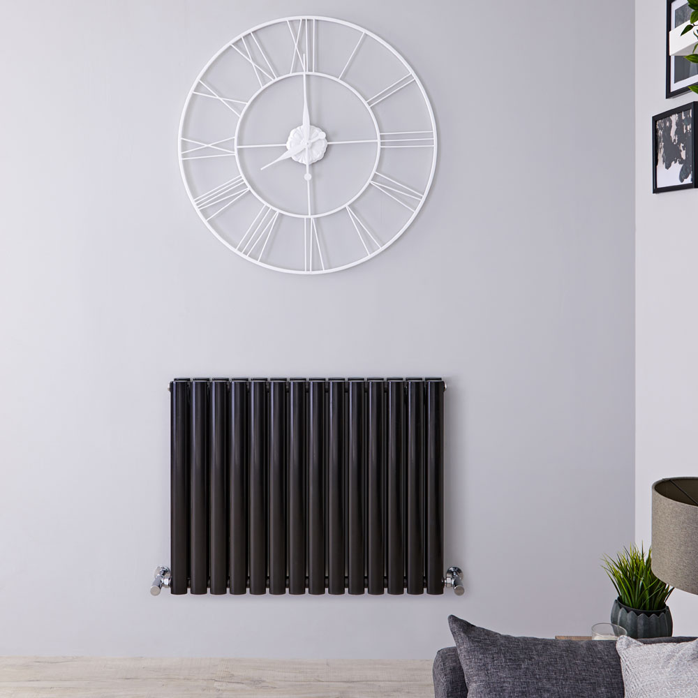 Radiador de Diseño Horizontal Doble - Negro Lúcido - 635mm x 834mm x 78mm - 1304 Vatios - Revive