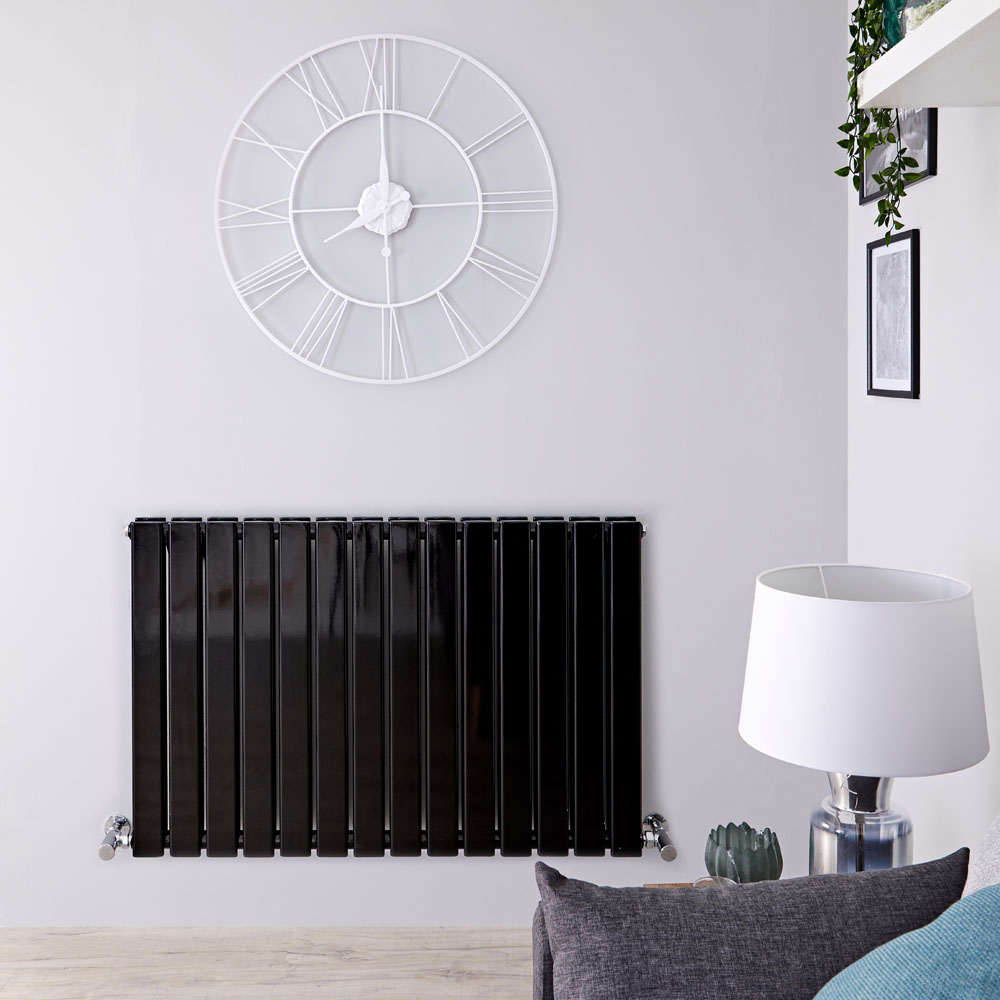 Radiador de Diseño Horizontal Doble - Negro Lúcido - 635mm x 980mm x 58mm - 1337 Vatios - Delta