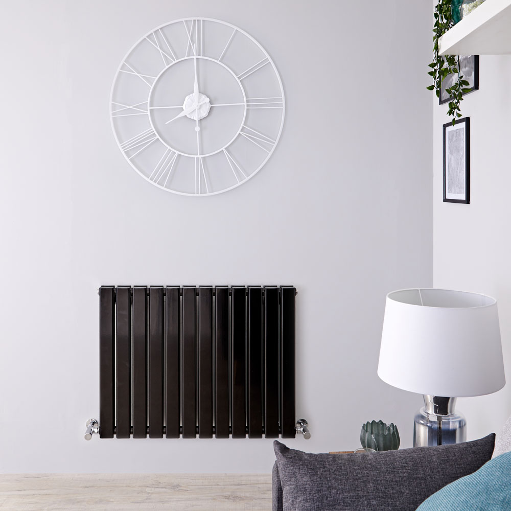 Radiador de Diseño Horizontal Doble - Negro Lúcido - 635mm x 840mm x 58mm - 1146 Vatios - Delta
