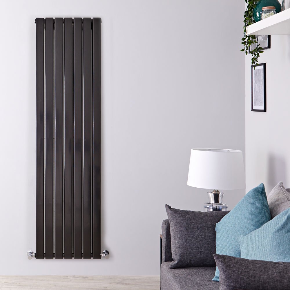 Radiador de Diseño Vertical Doble - Negro Lúcido - 1600mm x 490mm x 60mm - 1543 Vatios - Delta