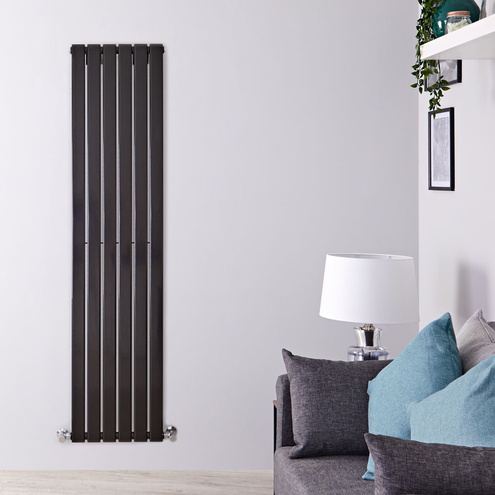 Radiador de Diseño Vertical - Negro Lúcido - 1600mm x 420mm x 47mm - 879 Vatios - Delta