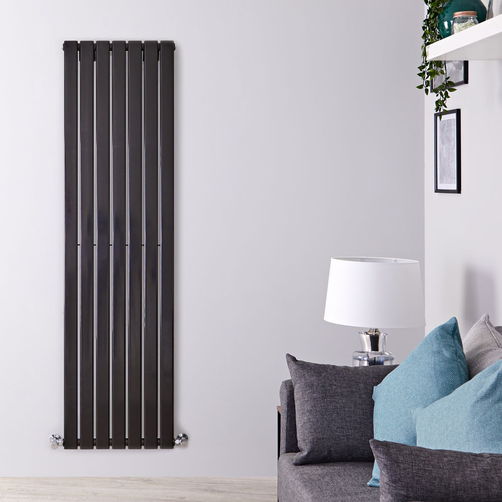 Radiador de Diseño Vertical - Negro Lúcido - 1600mm x 490mm x 47mm - 1025 Vatios - Delta