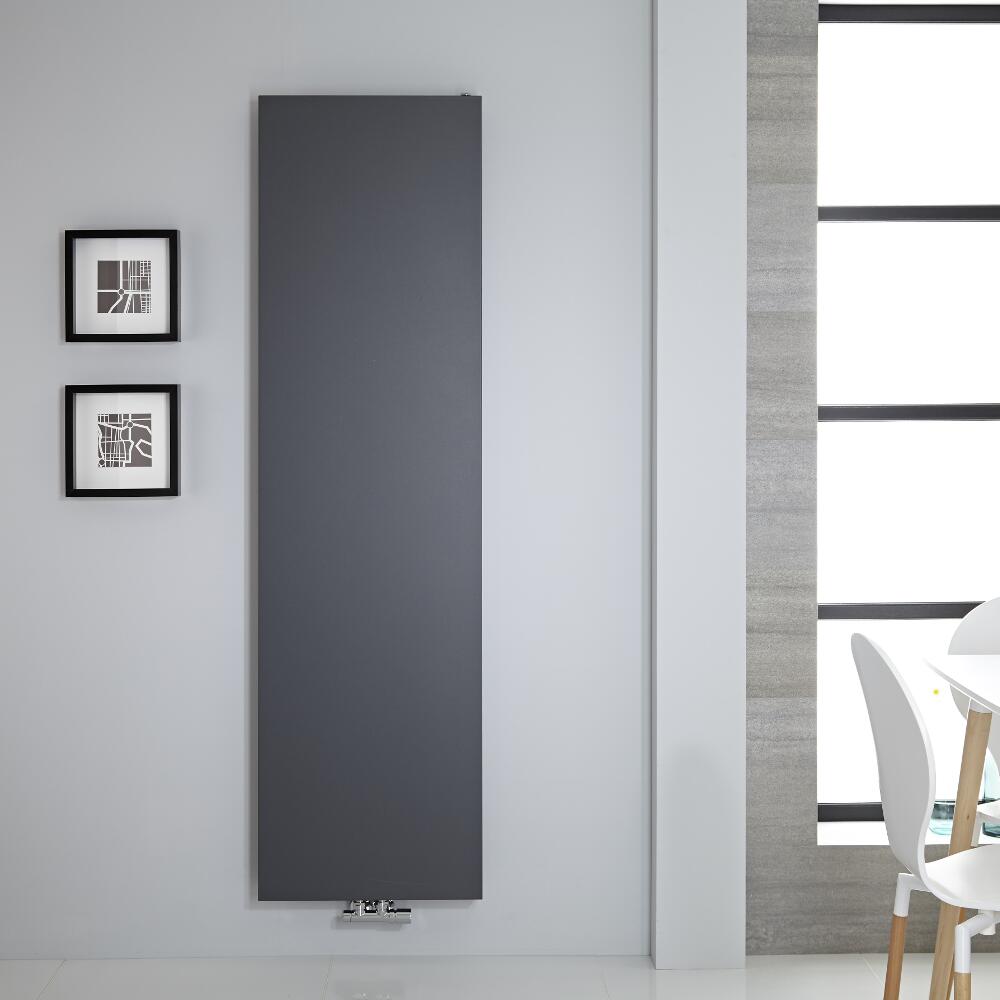 Radiador de Diseño Vertical - Panel Plano - Conexión Central - Antracita - 1800mm x 500mm - 1123 Vatios – Rubi