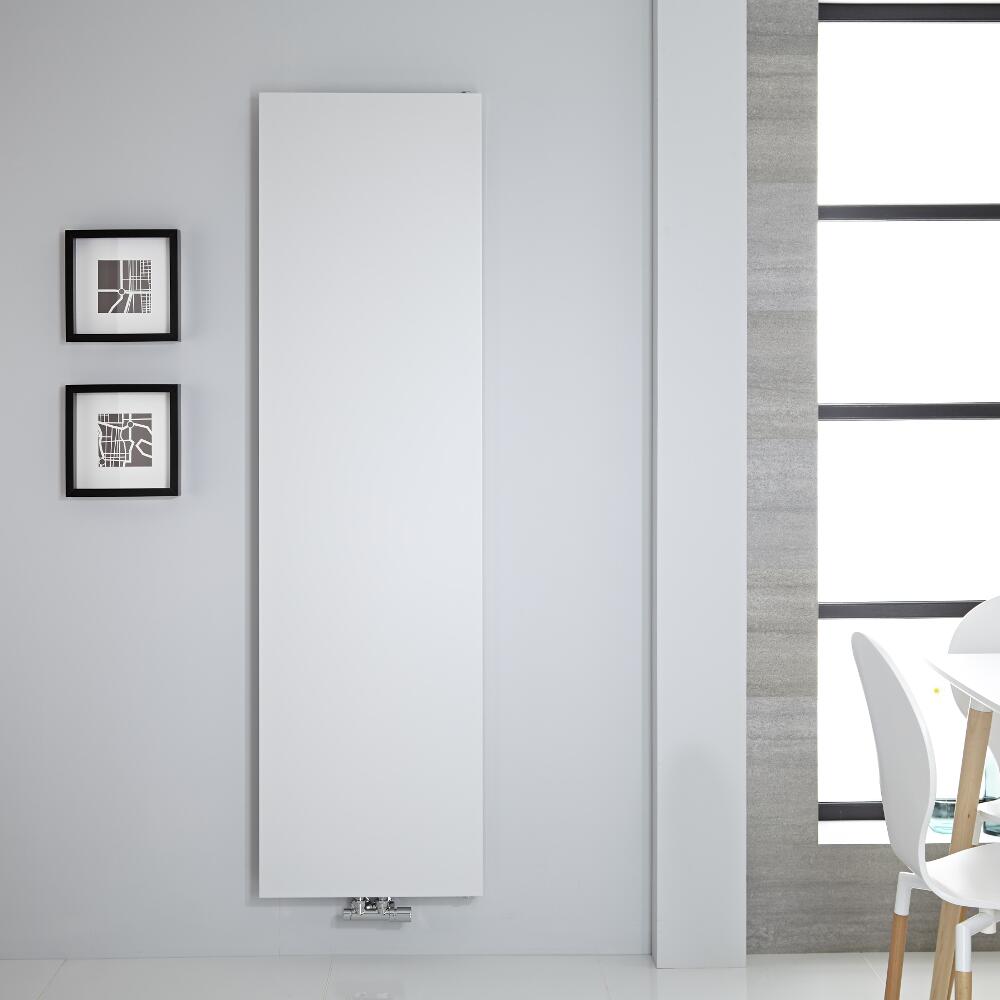 Radiador de Diseño Vertical - Panel Plano - Conexión Central - Blanco - 1800mm x 500mm - 1123 Vatios – Rubi