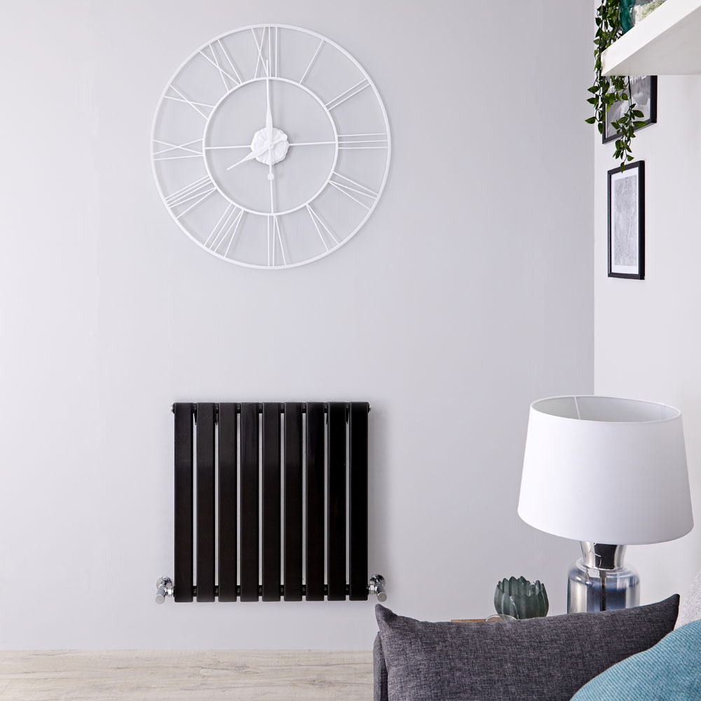Radiador de Diseño Horizontal - Negro Lúcido - 635mm x 630mm x 46mm - 563 Vatios - Delta