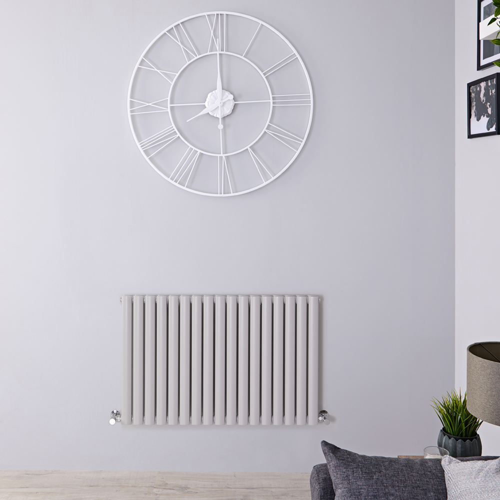 Radiador de Diseño Horizontal Doble - Gris Claro - 635mm x 1000mm - 1584 Vatios - Revive