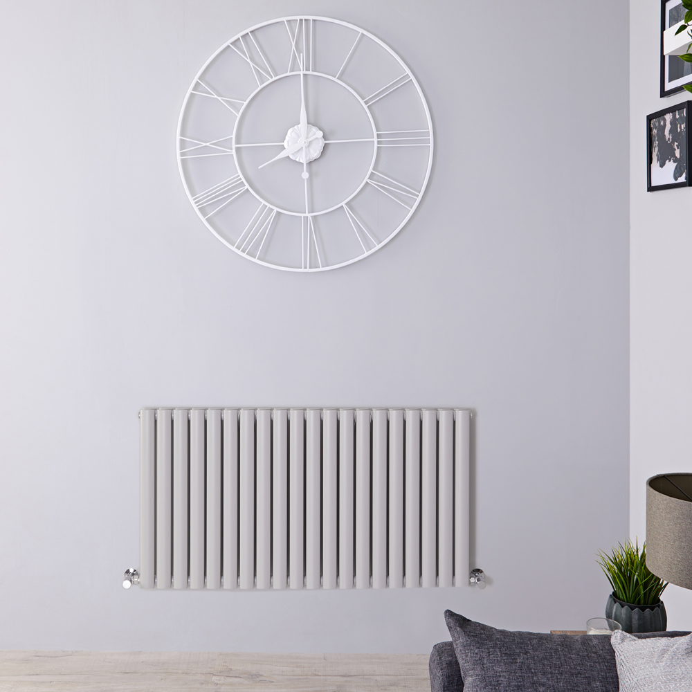 Radiador de Diseño Horizontal Doble - Gris Claro - 635mm x 1180mm - 1863 Vatios - Revive