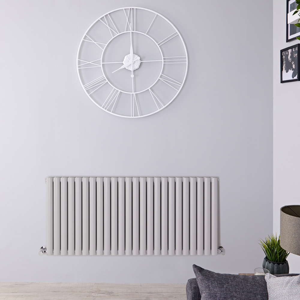 Radiador de Diseño Horizontal Doble - Gris Claro - 635mm x 1411mm - 2236 Vatios - Revive
