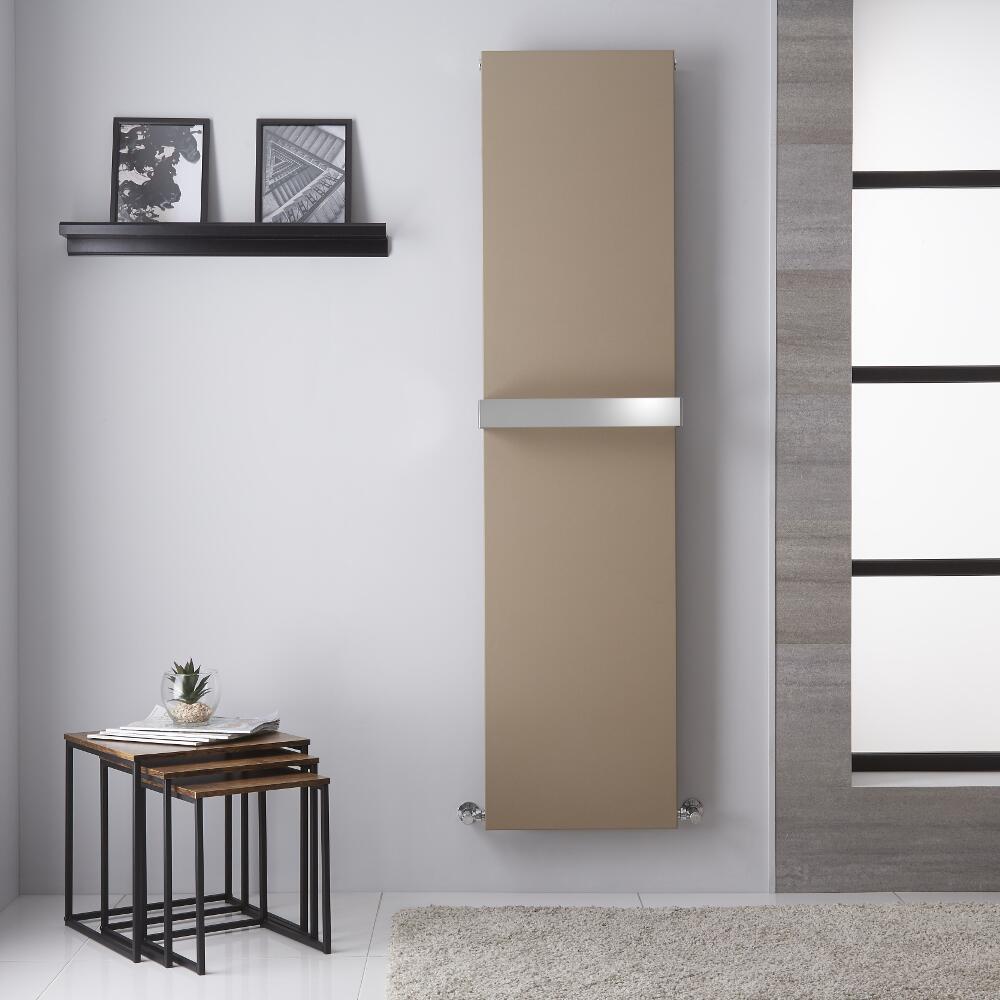 Radiador de Diseño Vertical - Panel Plano - Conexión Central - Color Cuarzo Mineral - 1800mm x 450mm - 1016 Vatios - Trevi