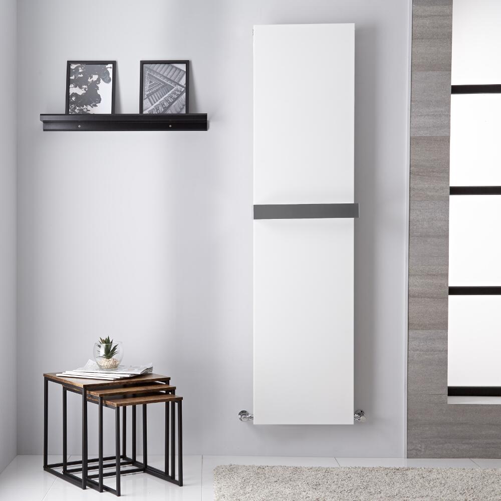 Radiador de Diseño Vertical - Panel Plano – Conexión Central – Blanco Mineral - 1800mm x 450mm - 1016 Vatios - Trevi