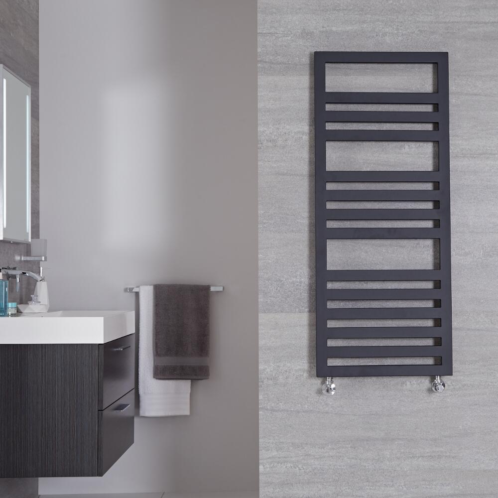 Radiador Toallero de Diseño Vertical - Antracita - 1200mm x 500mm - 618 Vatios - Ponza