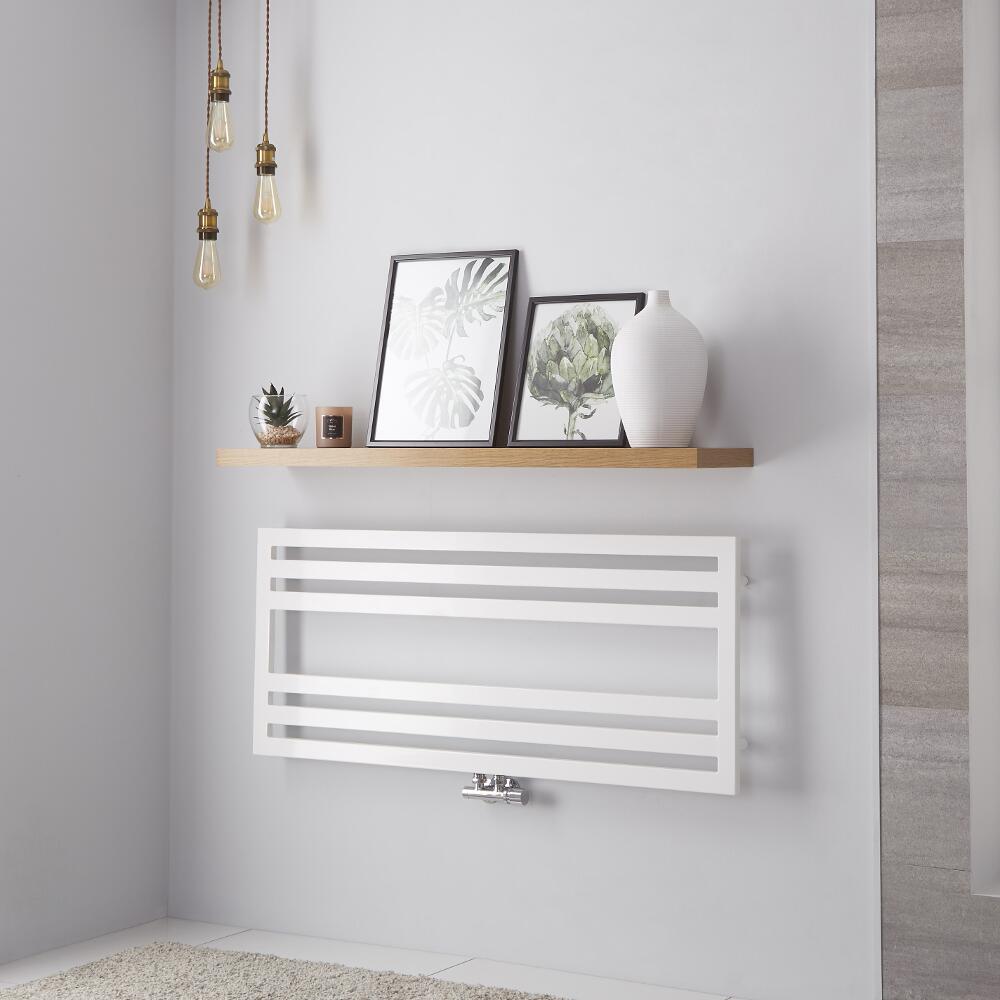 Radiador Toallero de Diseño Horizontal - Blanco - 500mm x 1200mm - 582 Vatios - Ponza