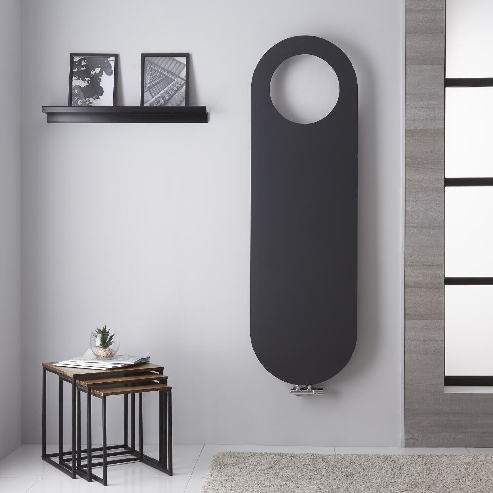 Radiador de Diseño Vertical - Panel Plano – Conexión Central - Antracita - 1595mm x 460mm - 806 Vatios - Atrani