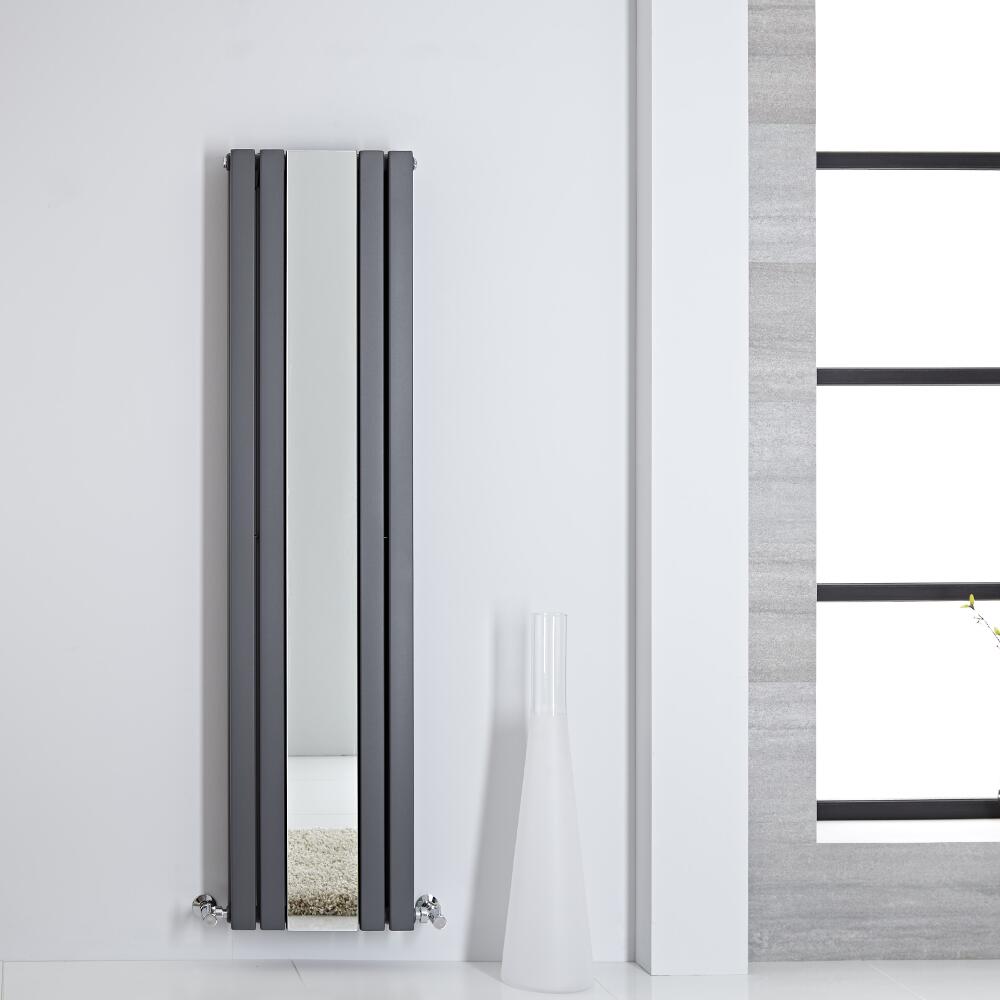 Radiador de Diseño - Vertical Con Espejo - Antracita- 1600mm x 385mm - 1474 Vatios - Sloane