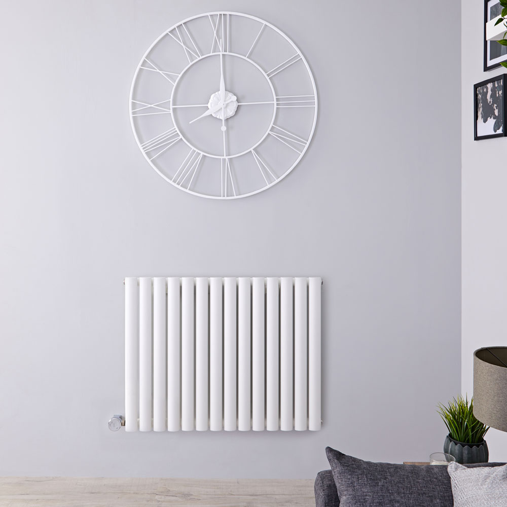 Radiador de Diseño Eléctrico Horizontal - Blanco - 635mm x 834mm x 56mm - Elemento Termostático de 1000W - Revive