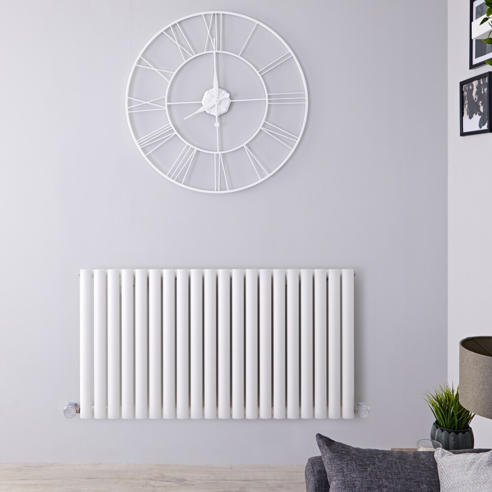 Radiador de Diseño Eléctrico Horizontal - Blanco - 635mm x 1180mm x 56mm - 2 Elementos de 800W - Revive