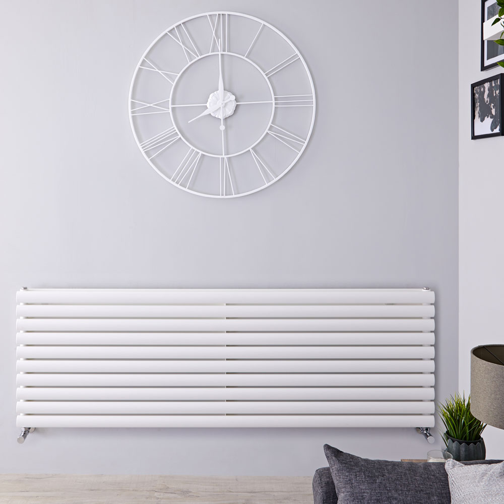 Radiador de Diseño Horizontal Doble - Blanco - 590mm x 1600mm x 56mm - 1881 Vatios - Revive
