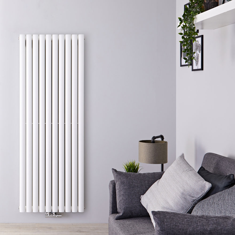Radiador de Diseño Vertical Doble Con Conexión Central - Blanco - 1600mm x 590mm x 78mm - 2148 Vatios - Revive Caldae