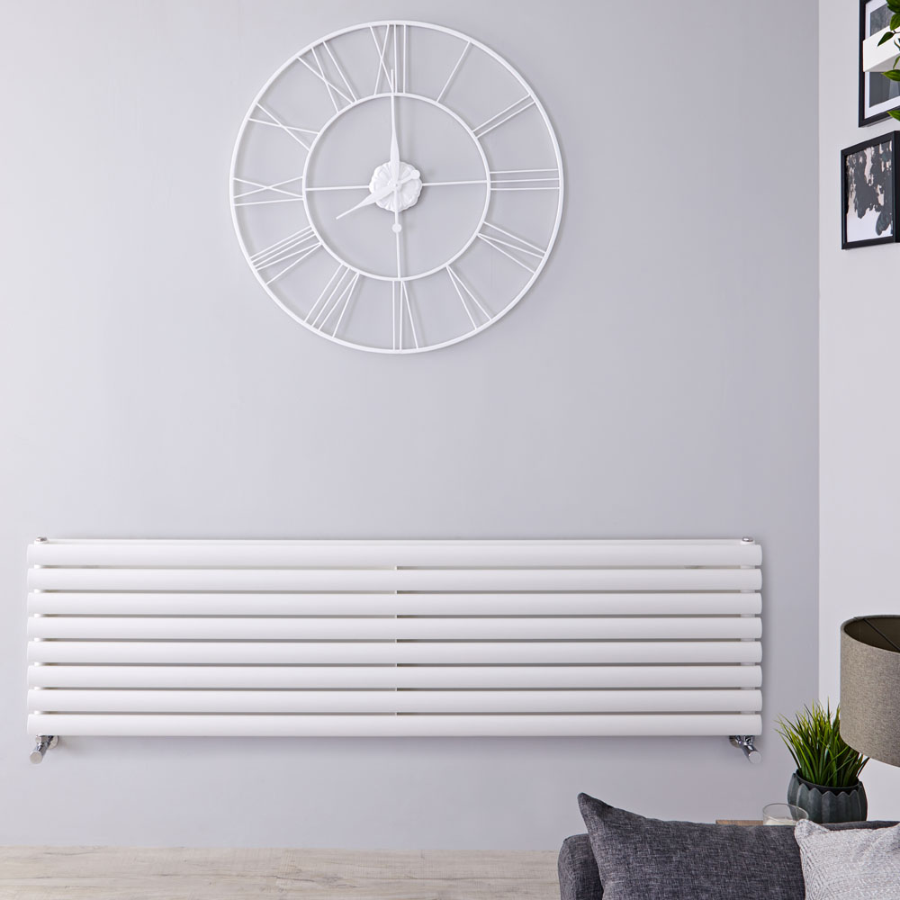 Radiador de Diseño Horizontal Doble - Blanco - 472mm x 1600mm x 78mm - 1610 Vatios - Revive