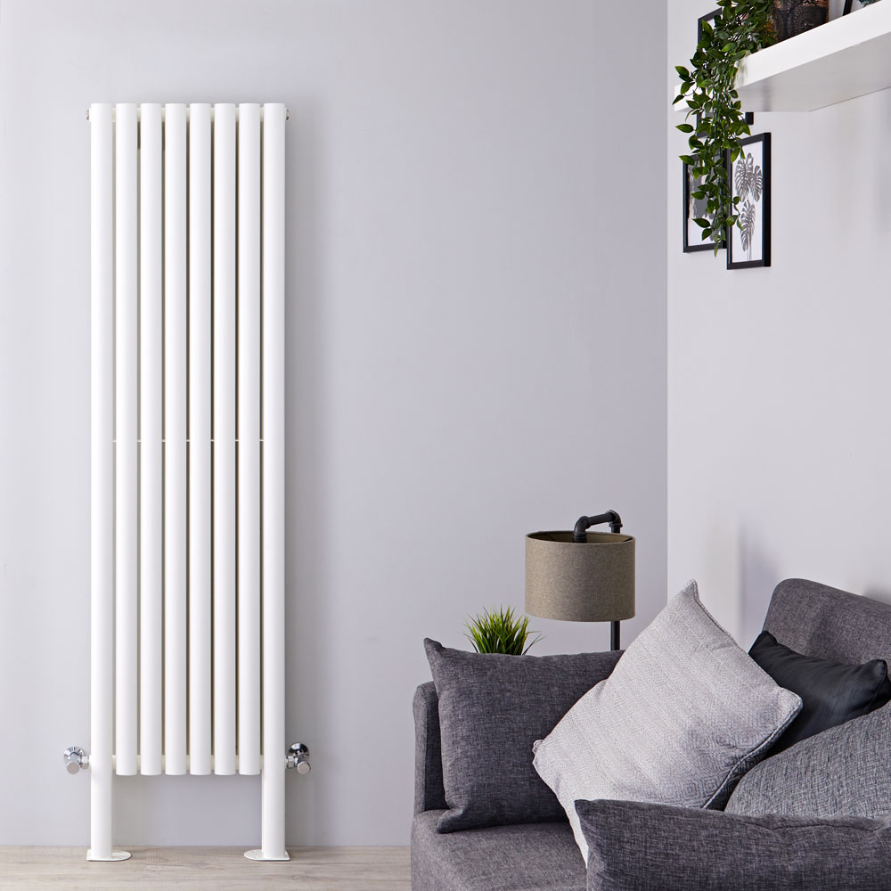 Radiador de Diseño Vertical Doble Con Pies de Soporte - Blanco - 1800mm x 472mm x 78mm - 1637 Vatios - Revive Plus