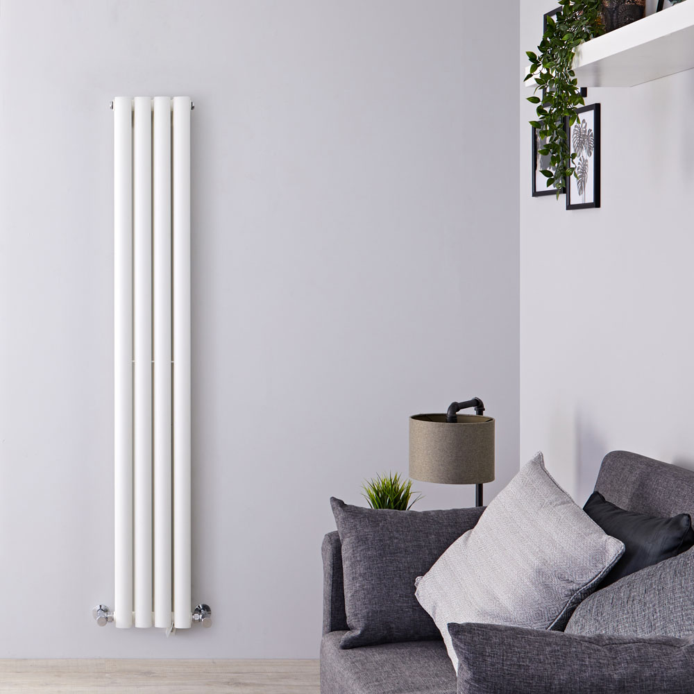 Radiador de Diseño Vertical Doble Ahorra Espacio - Blanco - 1600mm x 236mm x 78mm - 818 Vatios - Revive