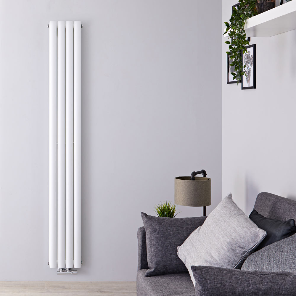 Radiador de Diseño Vertical Doble Con Conexión Central - Blanco - 1600mm x 236mm x 78mm - 858 Vatios - Revive Caldae