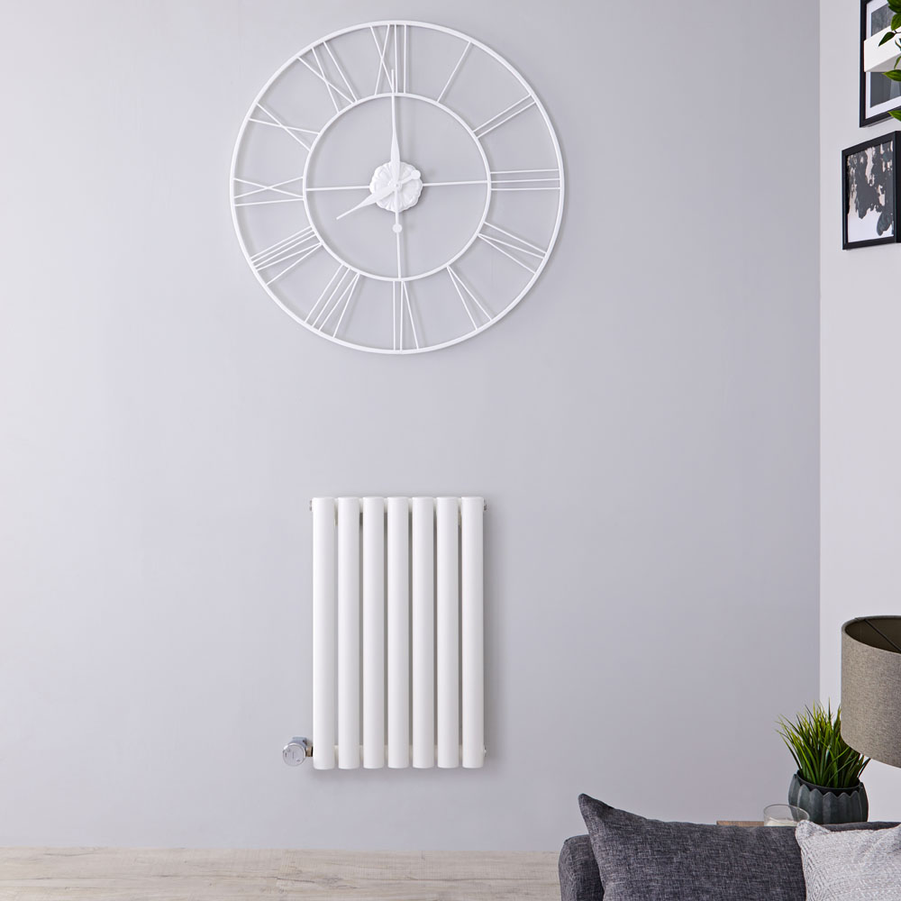 Radiador de Diseño Eléctrico Horizontal - Blanco - 635mm x 415mm x 55mm - Elemento Termostático de 400W - Revive
