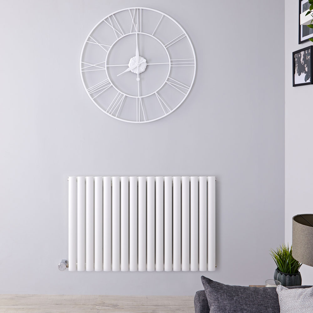 Radiador de Diseño Eléctrico Horizontal - Blanco - 635mm x 1000mm x 55mm - Elemento Termostático de 1000W - Revive