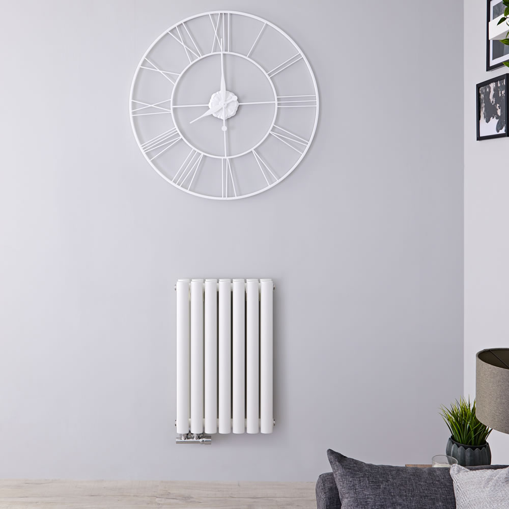 Radiador de Diseño Horizontal Doble Con Conexión Central - Blanco - 635mm x 415mm x 78mm - 729 Vatios - Revive Caldae