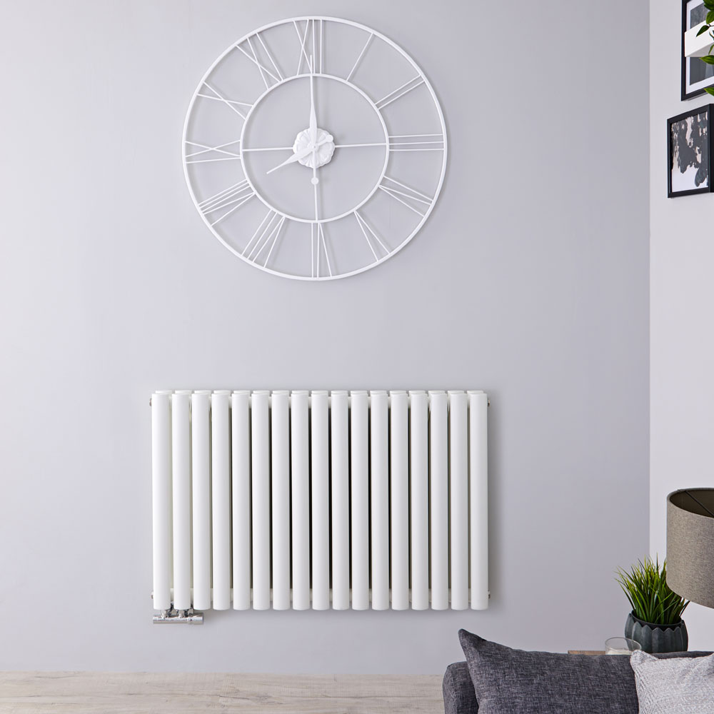 Radiador de Diseño Horizontal Doble Con Conexión Central - Blanco - 635mm x 1000mm x 78mm - 1773 Vatios - Revive Caldae