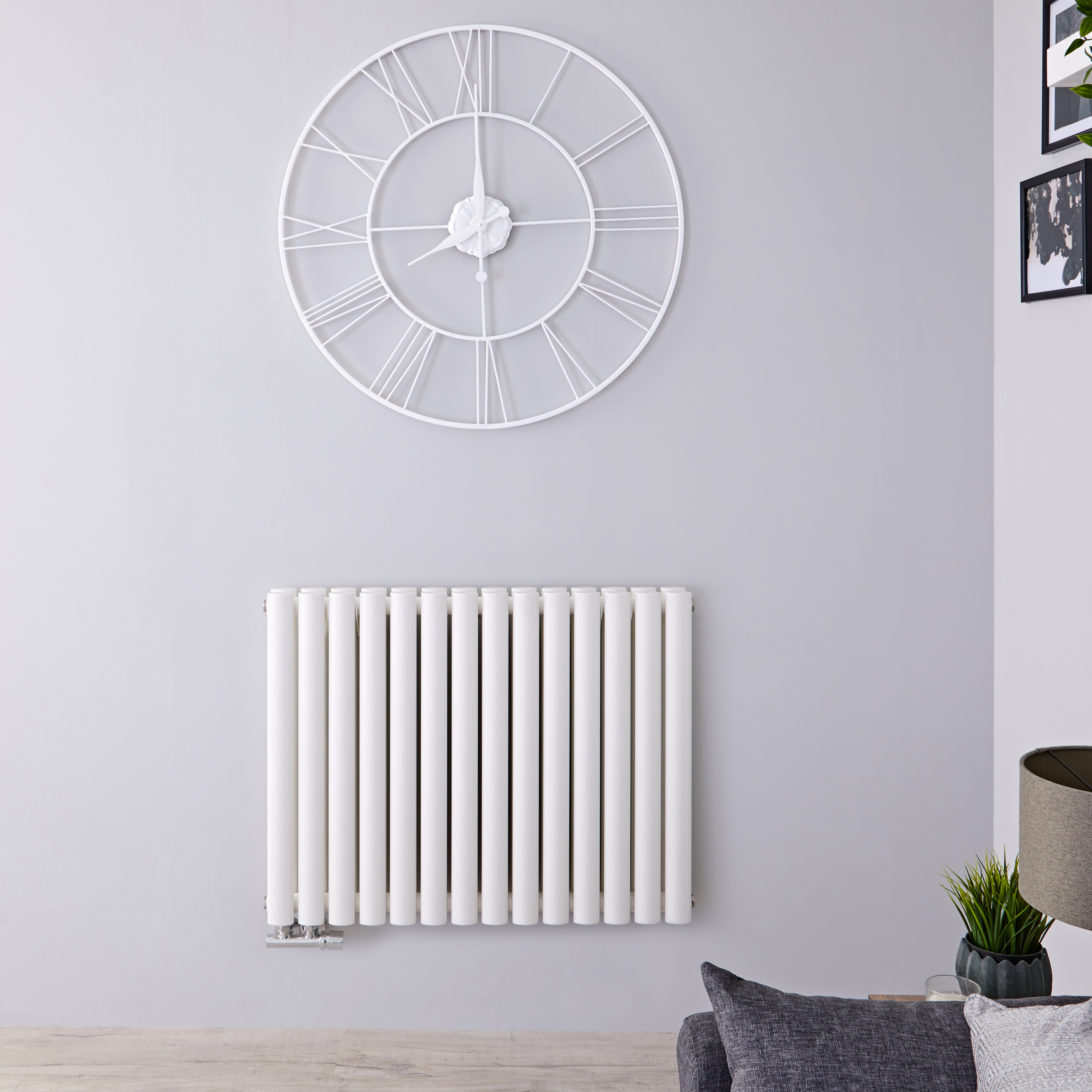 Radiador de Diseño Horizontal Doble Con Conexión Central - Blanco - 635mm x 834mm x 78mm - 1461 Vatios - Revive Caldae