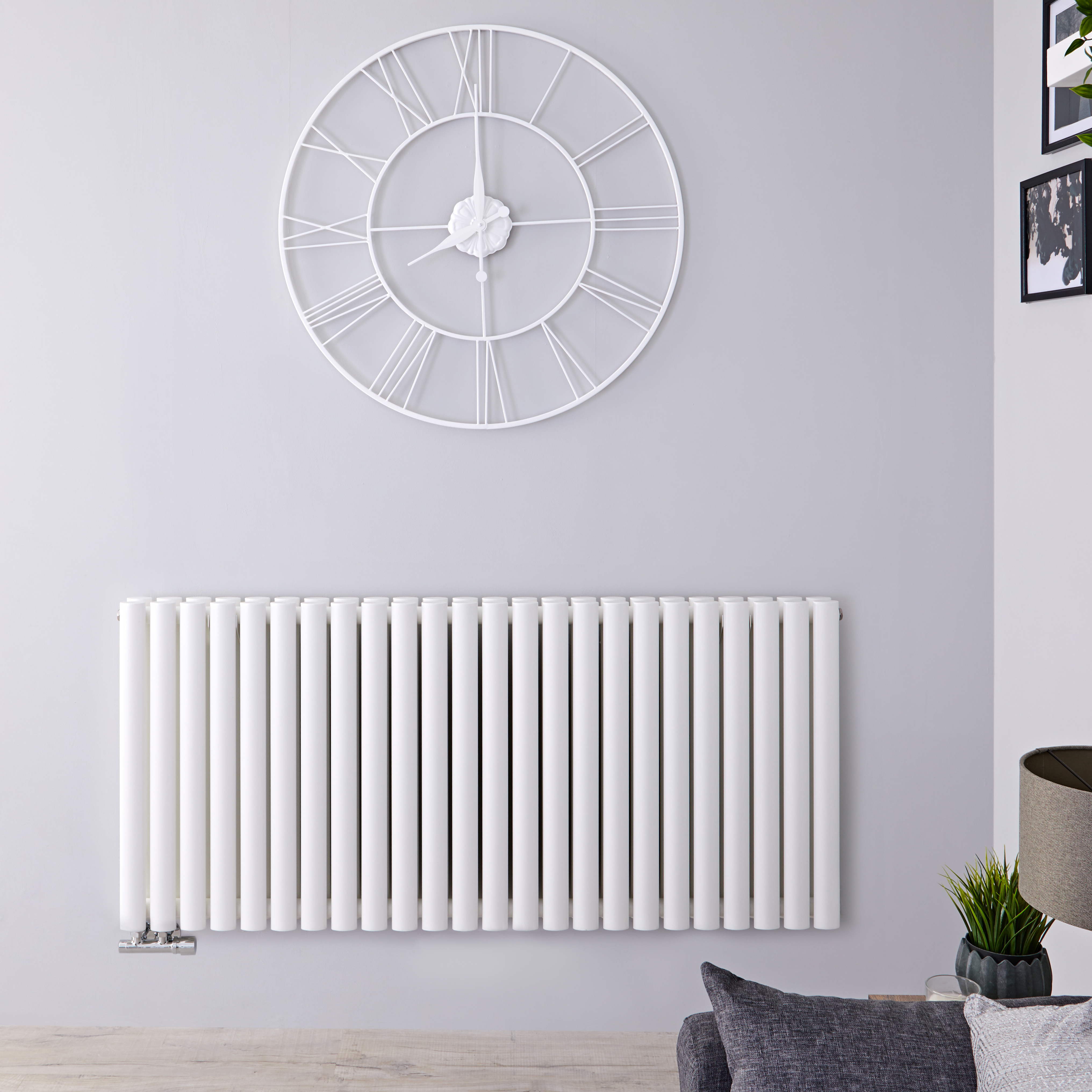 Radiador de Diseño Horizontal Doble Con Conexión Central - Blanco - 635mm x 1411mm x 78mm - 2503 Vatios - Revive Caldae