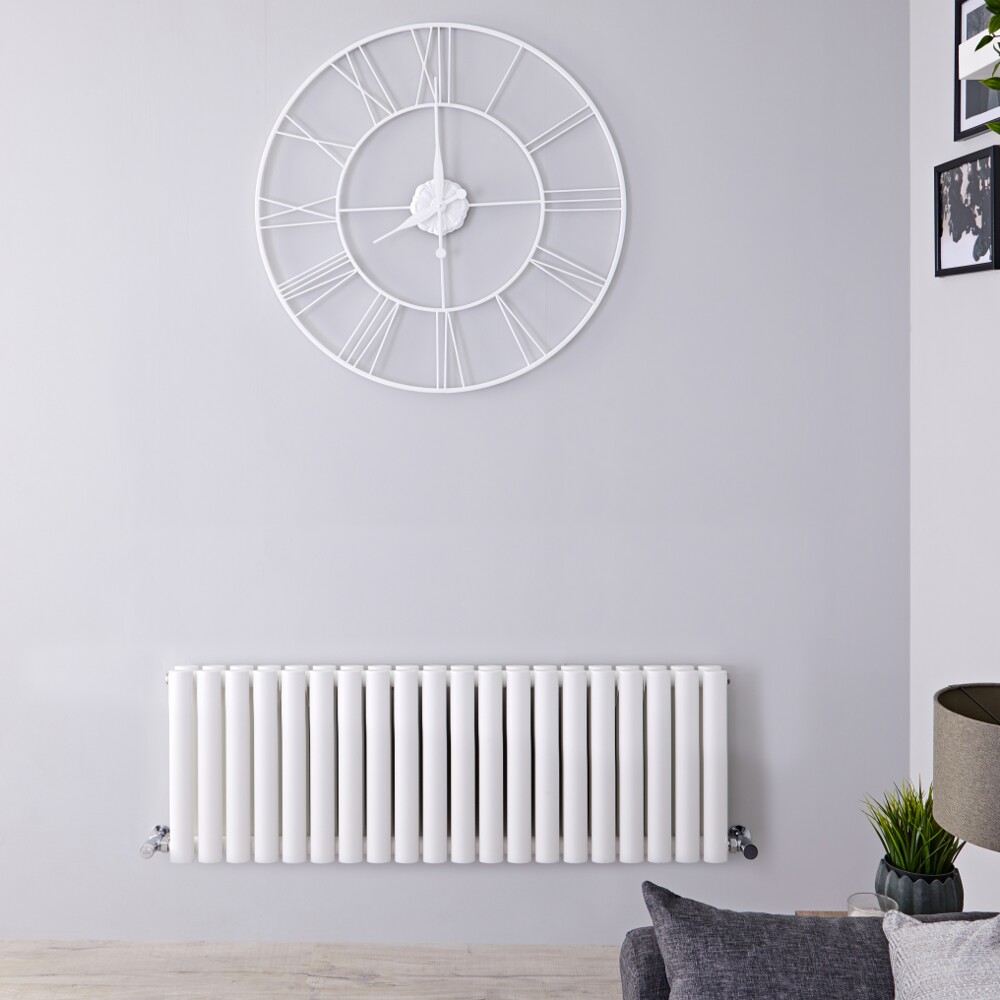 Radiador de Diseño Horizontal Doble - Blanco - 400mm x 1180mm x 78mm - 1377 Vatios - Revive