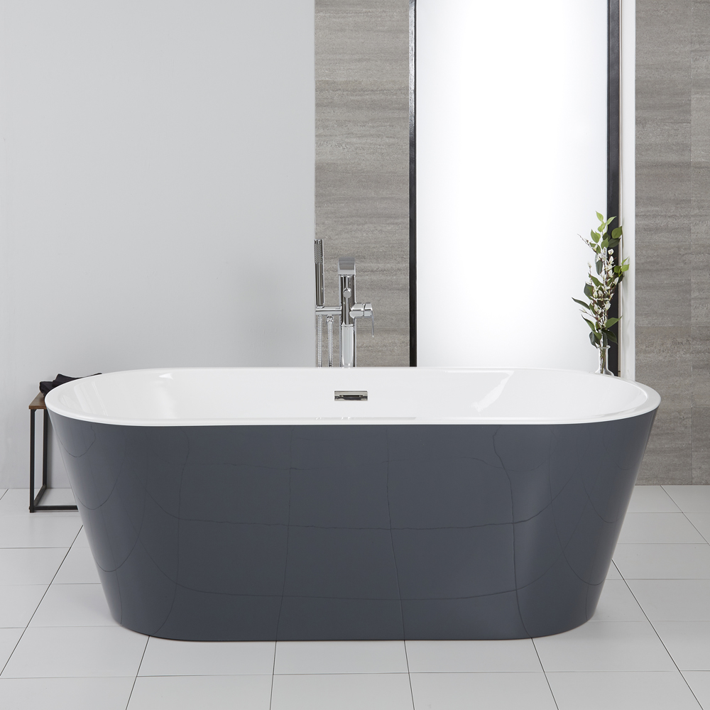 Bañera Exenta Moderna de 1695mm x750 mm Color Gris Piedra Opaco - Witton